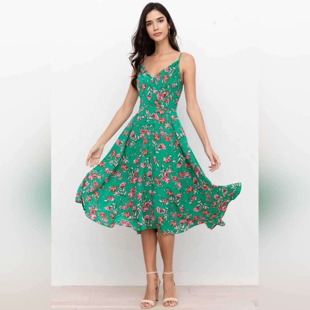 NWT Yumi Kim Silk 100% Anthropologie Vienna Dandelion Emerald Green Dress $268